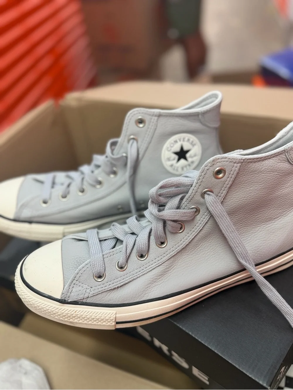 Converse High Top Sneakers in Light Gray and White